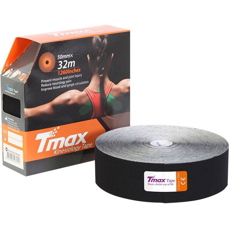 Фотографии Тейп кинезиологический Tmax 32m Extra Sticky Black 5 см x 32 м 423242 черный