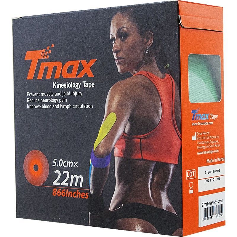 Фотографии Тейп кинезиологический Tmax 22m Extra Sticky Green зеленый