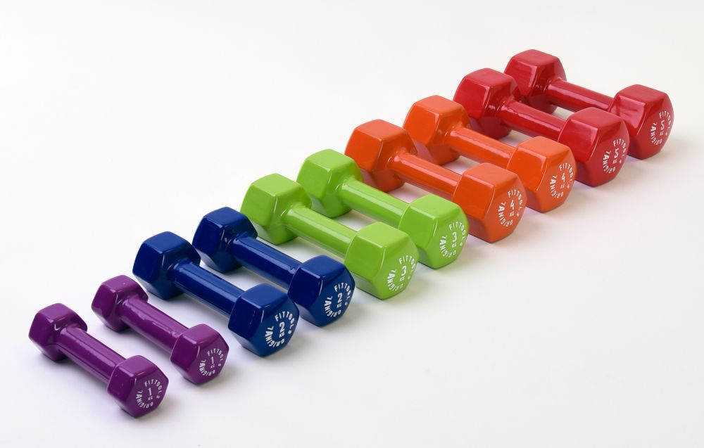 Гантель в виниловой оболочке 1 кг (Цвет - ярко пурпурный)