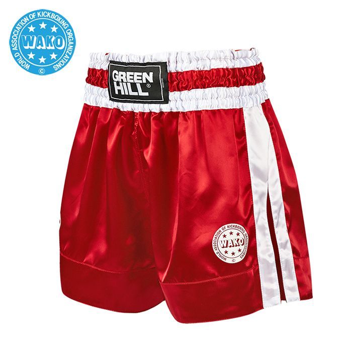 Фотографии Шорты для кикбоксинга Green Hill Fighter Wako Approved KBSF-3746w красные