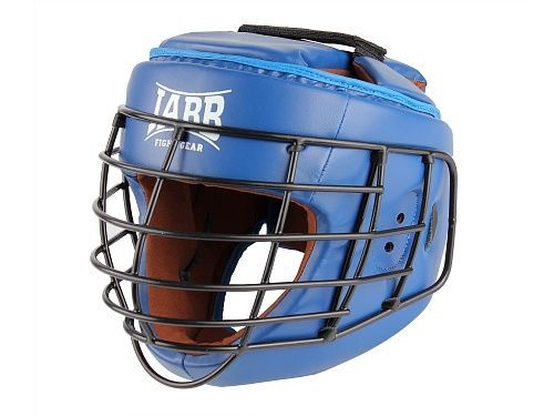 Фотографии Шлем для рукопашного боя с защитной маской (иск.кожа) Jabb JE-6012, синий, размер