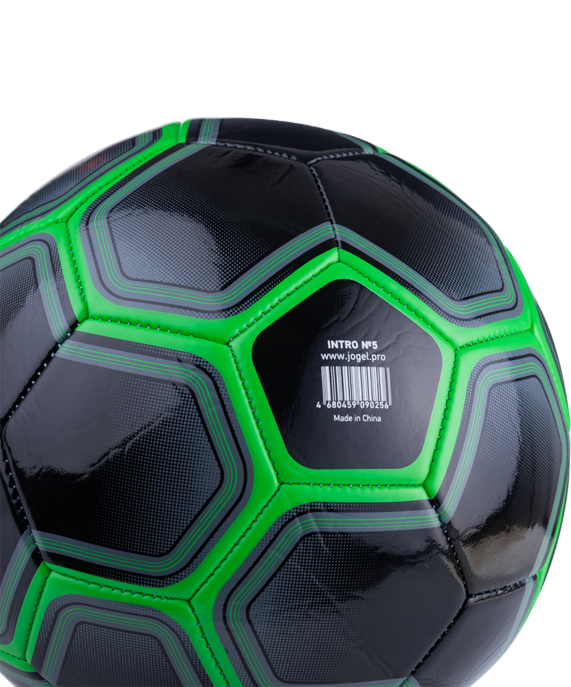 Фотографии Мяч футбольный Intro №5, черный/зеленый