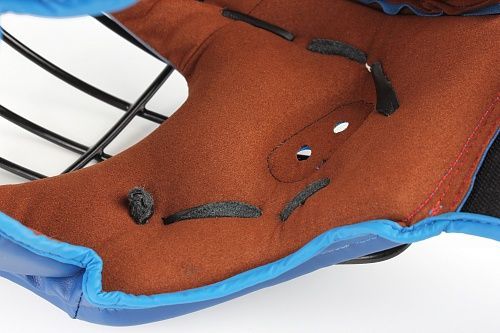 Фотографии Шлем для рукопашного боя с защитной маской (иск.кожа) Jabb JE-6012, синий, размер