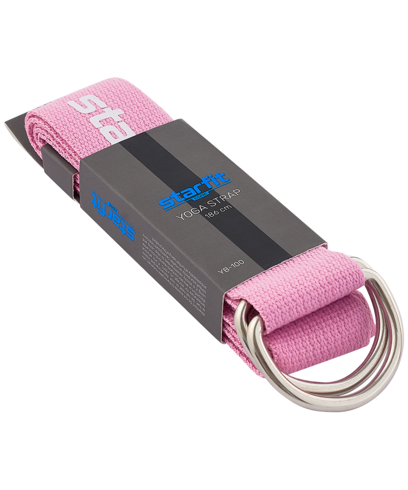 Фотографии Ремень для йоги YB-100 183 см, хлопок, розовый пастель