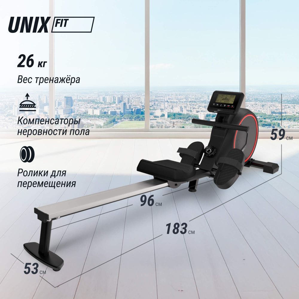 Гребной тренажер UNIX Fit механическая нагрузка / Techno Rower 410