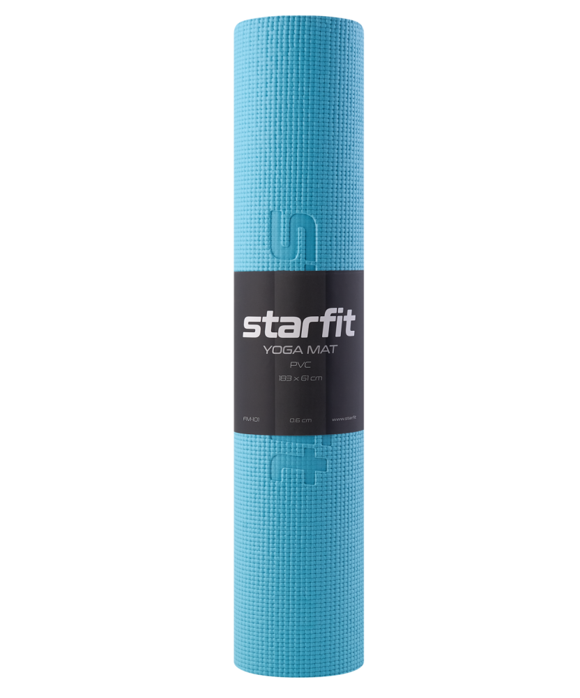 Фотографии Коврик для йоги и фитнеса FM-101, PVC, 183x61x0,6 см, синий пастель
