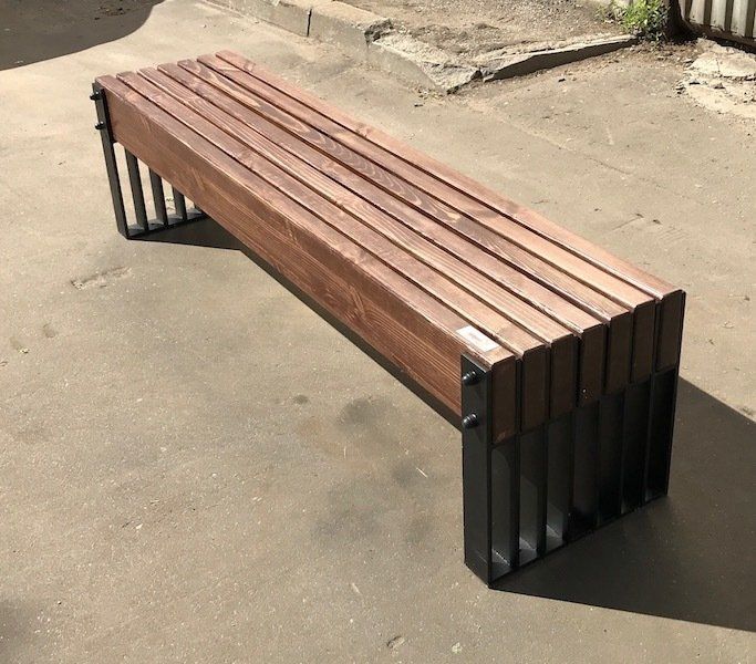 Фотографии Скамейка стальная «Simple line» без спинки