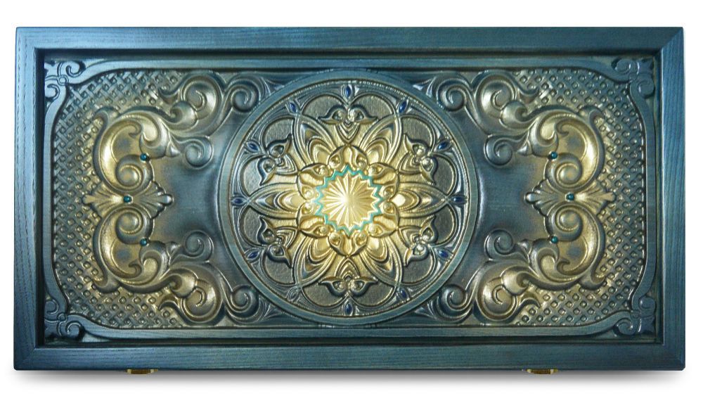 Фотографии Нарды-шашки Восток 25 (Бирюза, позолота (нарды, шашки))