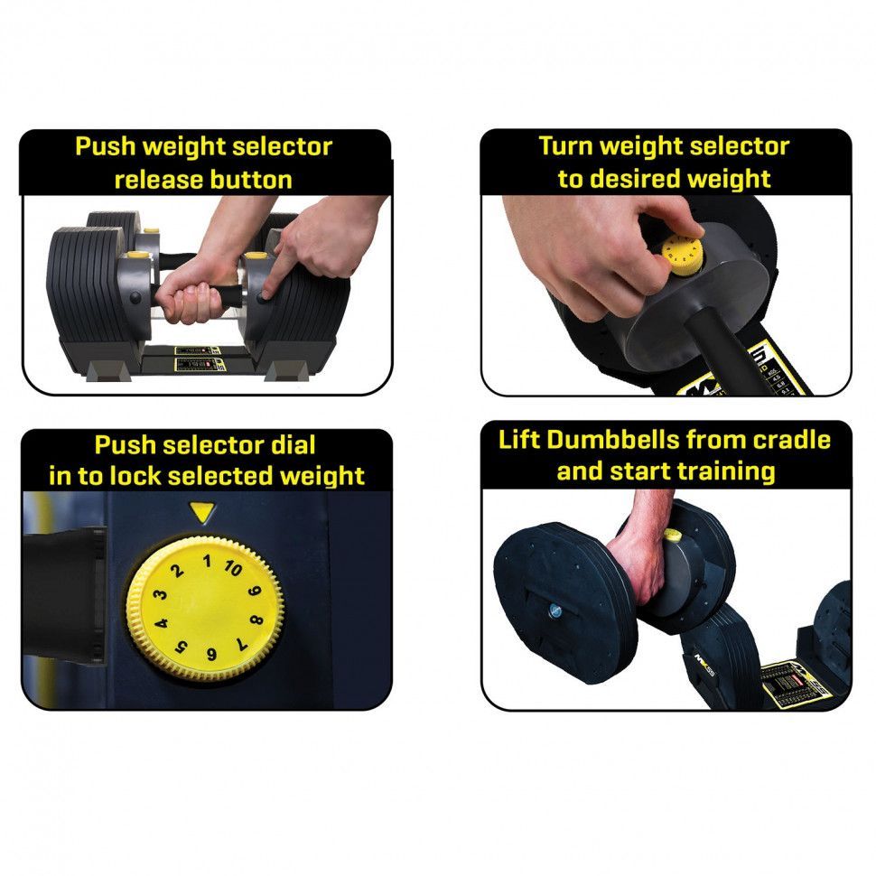 Гантели наборные MX Select MX-55, вес 4.5-24.9 кг, 2 шт без стойки