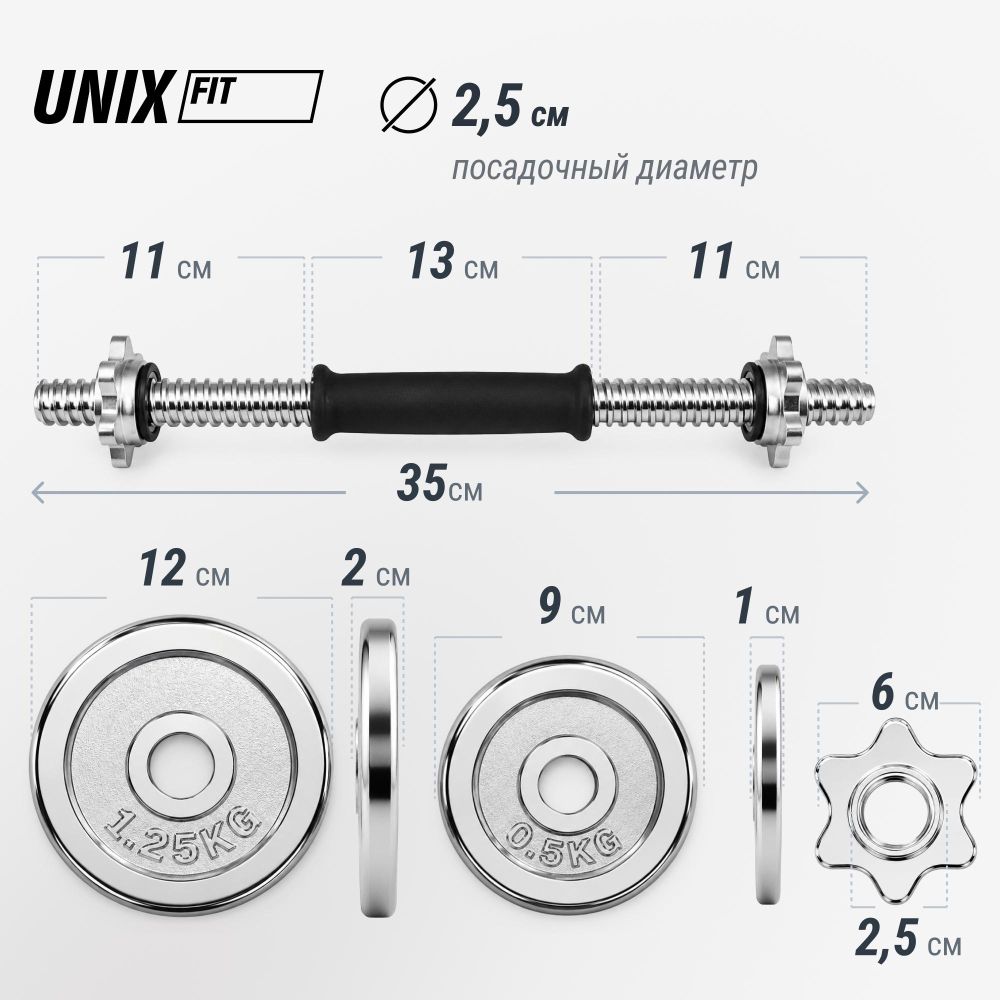 Набор гантелей UNIX Fit в кейсе 15 кг