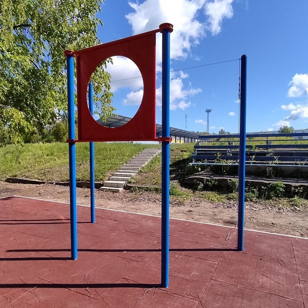 Фотографии Мишень на стойках круглая для выполнения испытания «Метание теннисного мяча в цель дистанция 6 м», диаметр отверстия 90 см