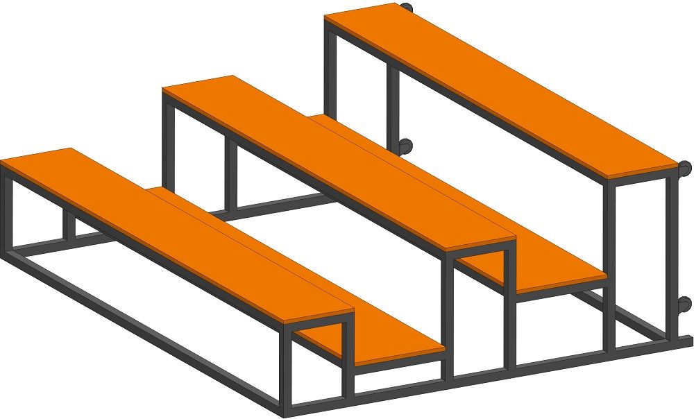 Фото Трибуна мобильная 3 ряда сиденья из фанеры на 15 мест