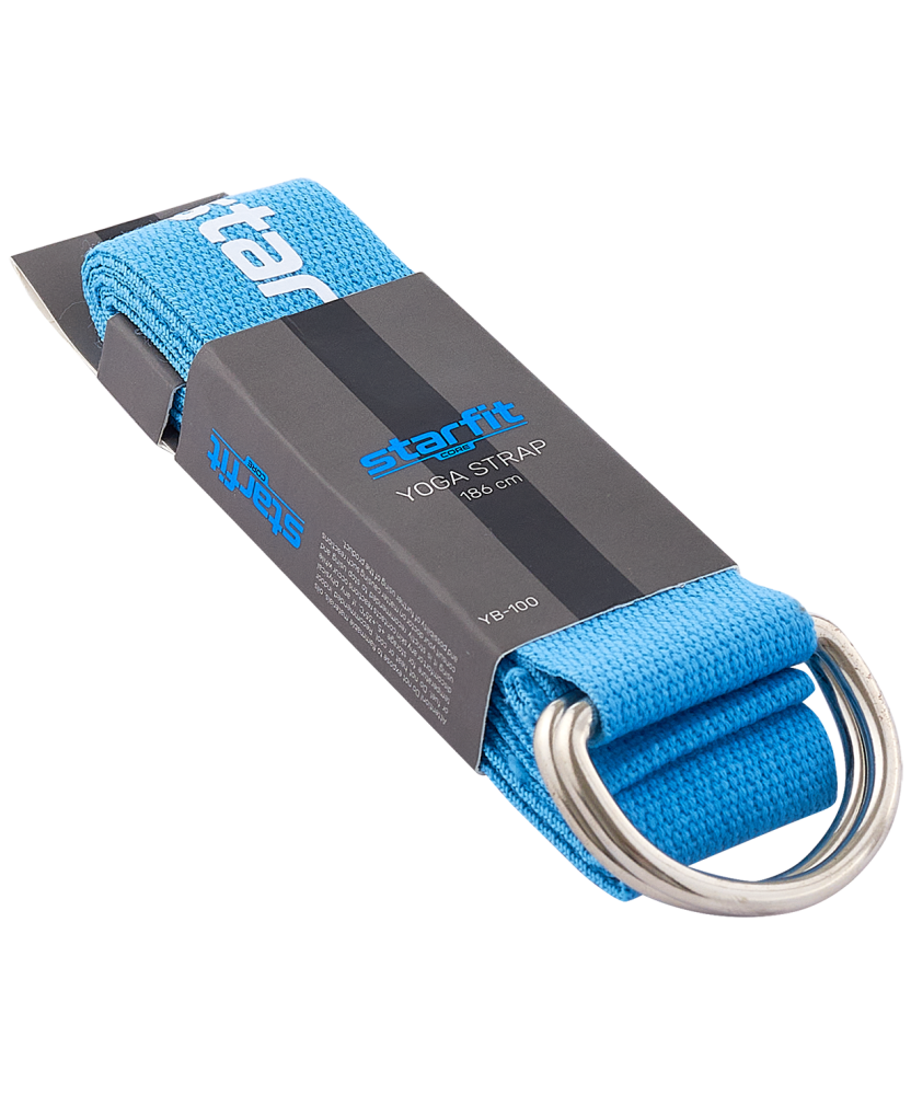 Фотографии Ремень для йоги YB-100 183 см, хлопок, синий пастель