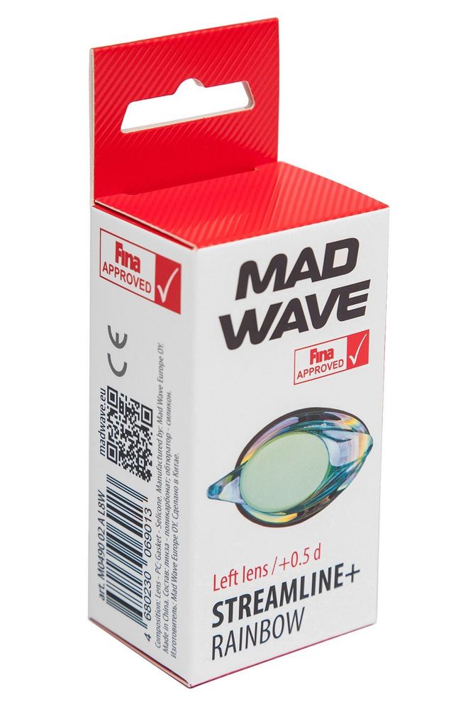 Фотографии Линза с диоптриями для плавательных очков Mad Wave Streamline Rainbow left M0457 05 P L4W -9,0