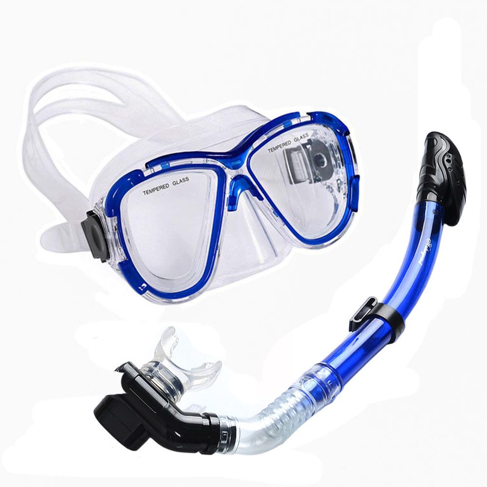 Фотографии Набор для плавания взрослый Sportex маска+трубка (Силикон) E39239 синий