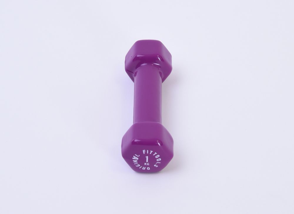 Гантель в виниловой оболочке 1 кг (Цвет - ярко пурпурный)