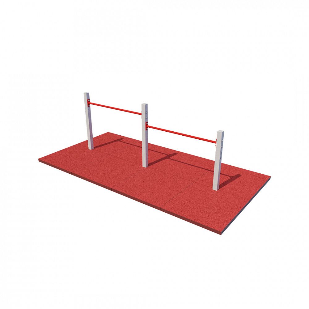 Фото Перекладины (1200 мм) стационарные разноуровневые с упором для ног для выполнения испытания «Подтягивание из виса лежа на низкой перекладине»