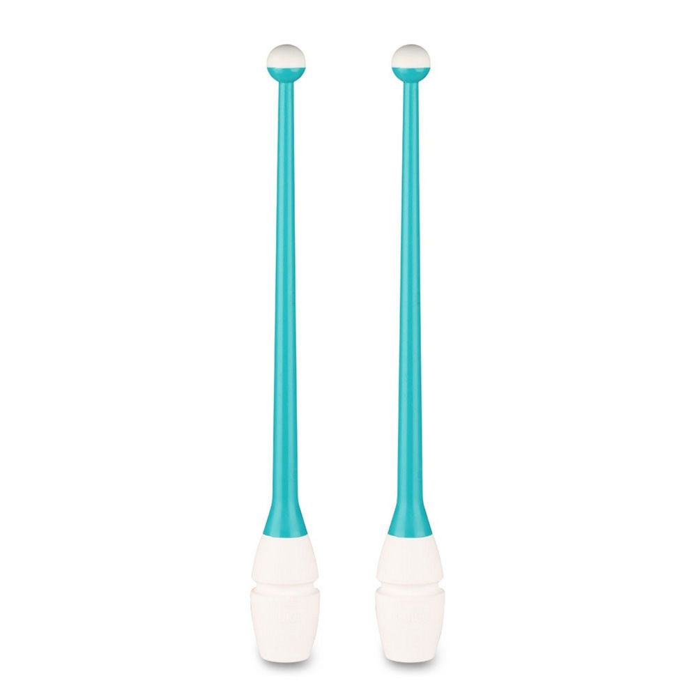 Фотографии Булавы для художественной гимнастики Indigo 36 см, пластик, каучук, 2шт IN017-BW бирюзовый-белый