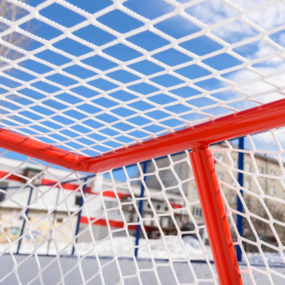 Фотографии Сетка хоккей яч. 40*40 (1,25*1,85*1,30м) d=2,0 мм, цвет белый ПА, (пара).