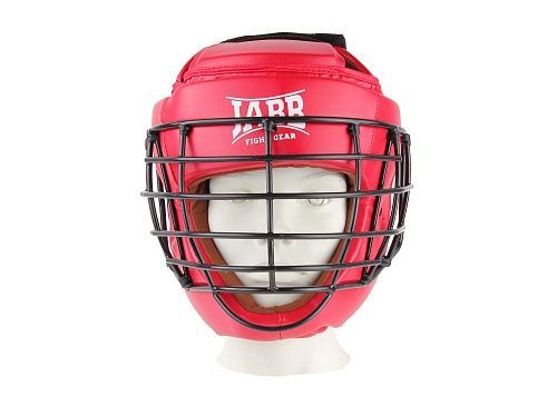 Фотографии Шлем для рукопашного боя с защитной маской .(иск.кожа) Jabb JE-6012, красный