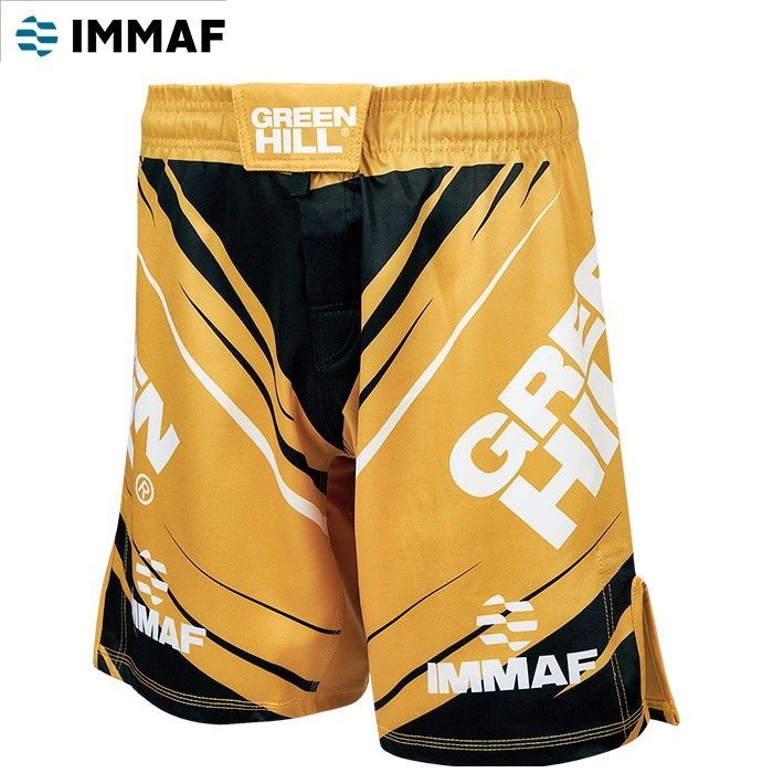 Фотографии Шорты Green Hill MMA SHORT IMMAF approved MMI-4022, черно-золотой