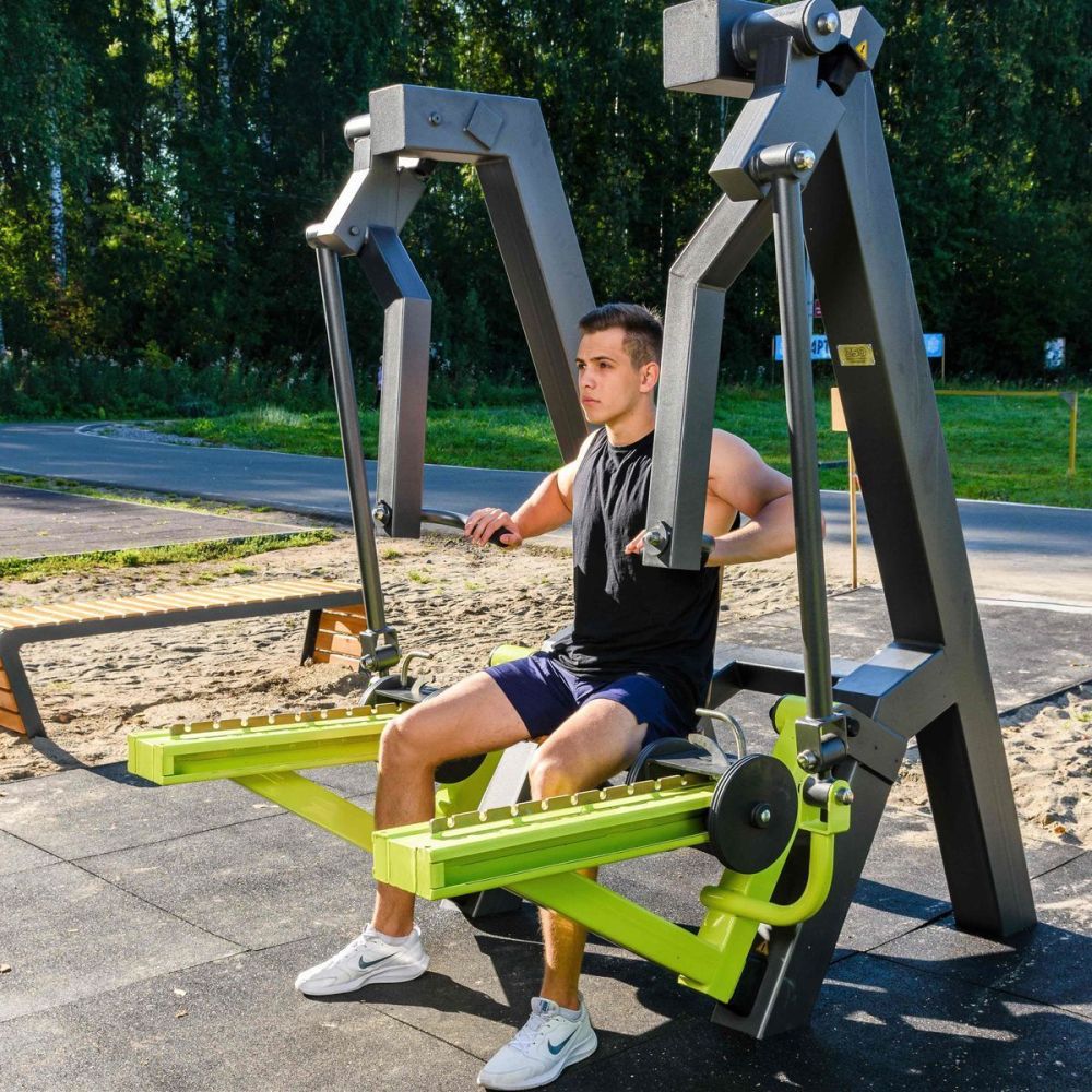 Фотографии Уличный тренажер Жим сидя с переменной нагрузкой