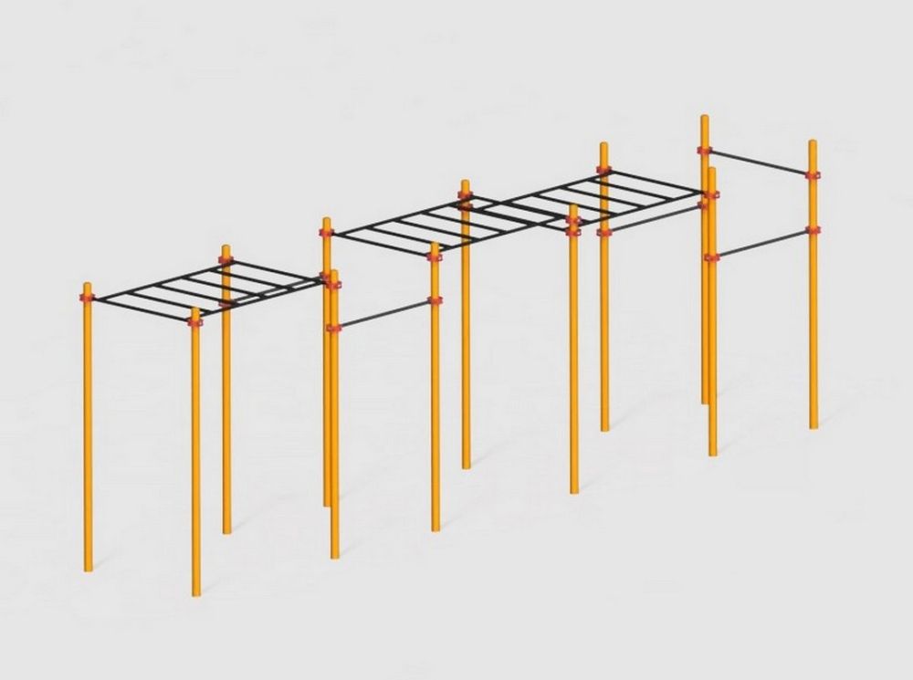 Фото Рукоход тройной с турниками Воркаут Pioner A17249