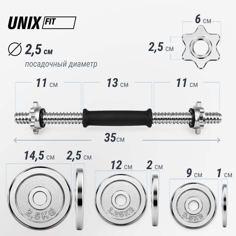 Набор гантелей UNIX Fit в кейсе 20 кг