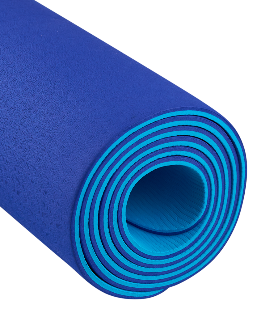 Фотографии Коврик для йоги и фитнеса FM-201, TPE, 183x61x0,4 см, темно-синий/синий