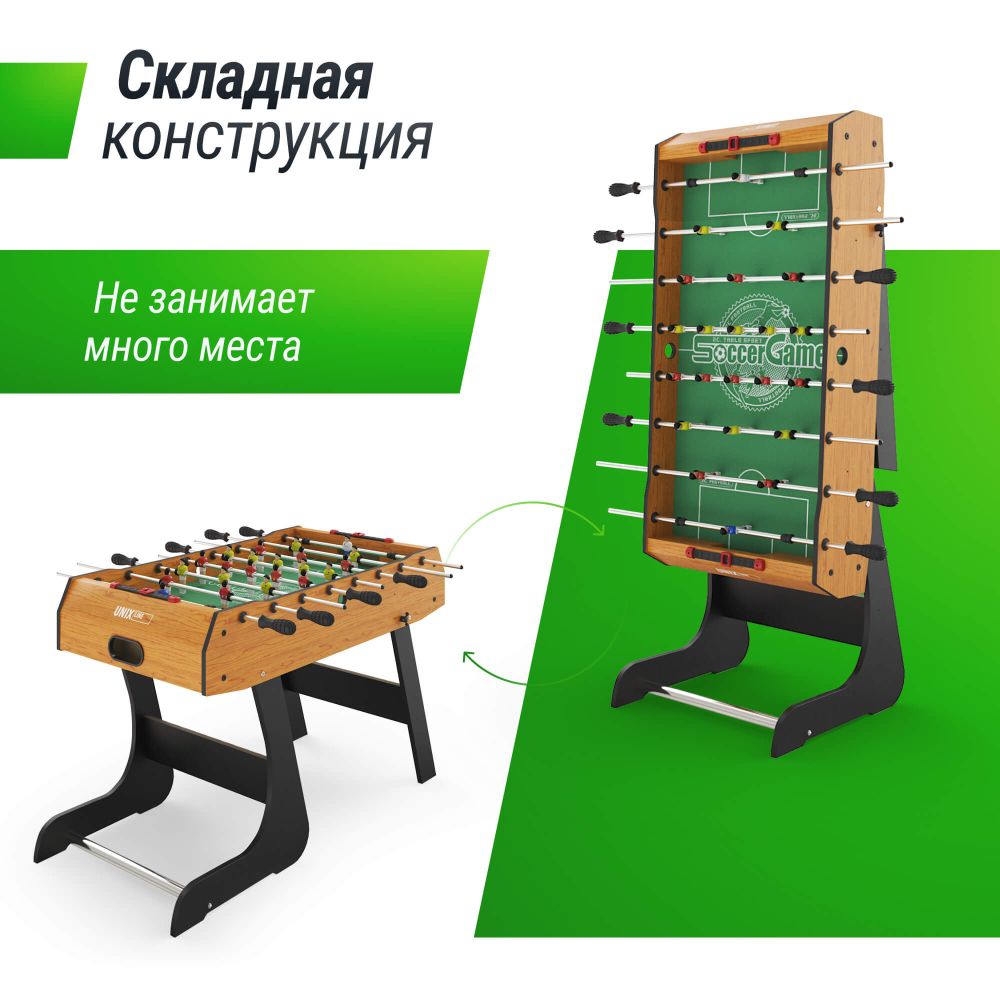 Фотографии Игровой стол складной UNIX Line Футбол - Кикер (122х61 cм) Wood