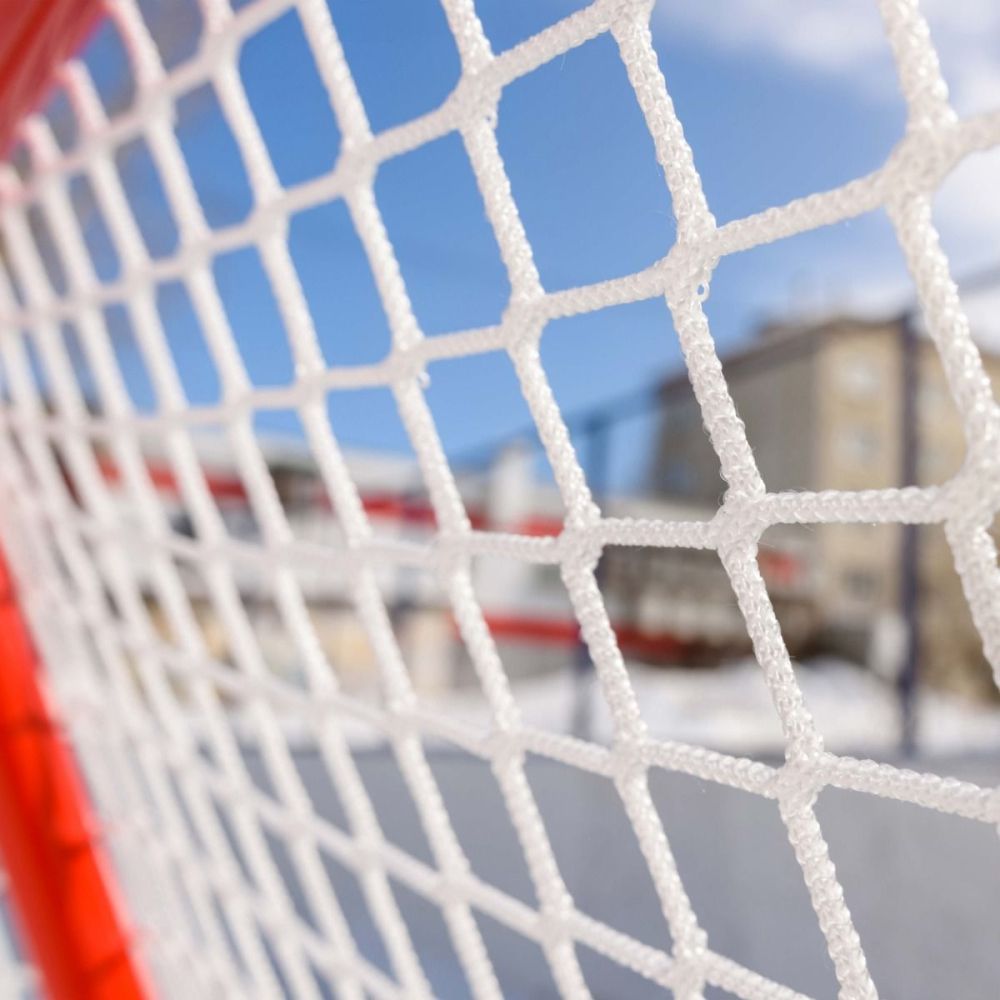 Фотографии Сетка хоккей яч. 40*40 (1,25*1,85*1,30м) d=2,0 мм, цвет белый ПА, (пара).