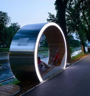 Фотографии Беседка круглая с подсветкой