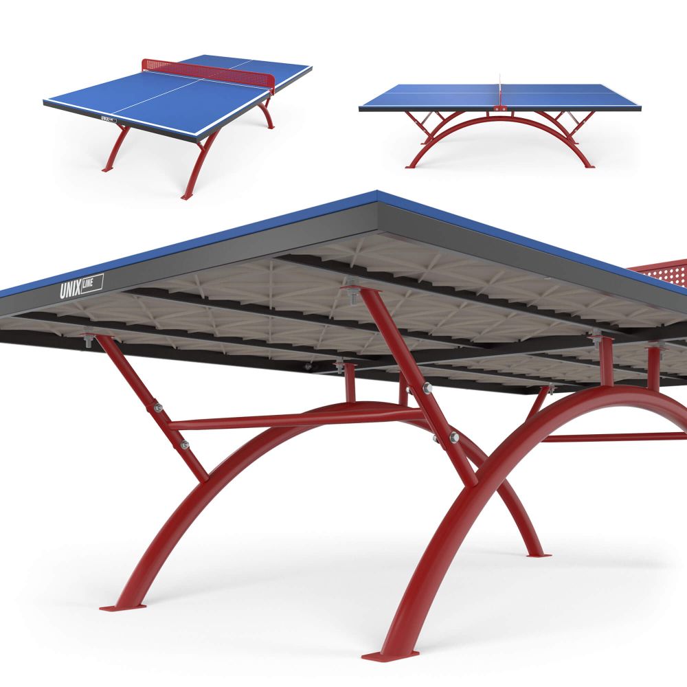 Фотографии Антивандальный теннисный стол UNIX Line 14 mm SMC (Blue/Red)
