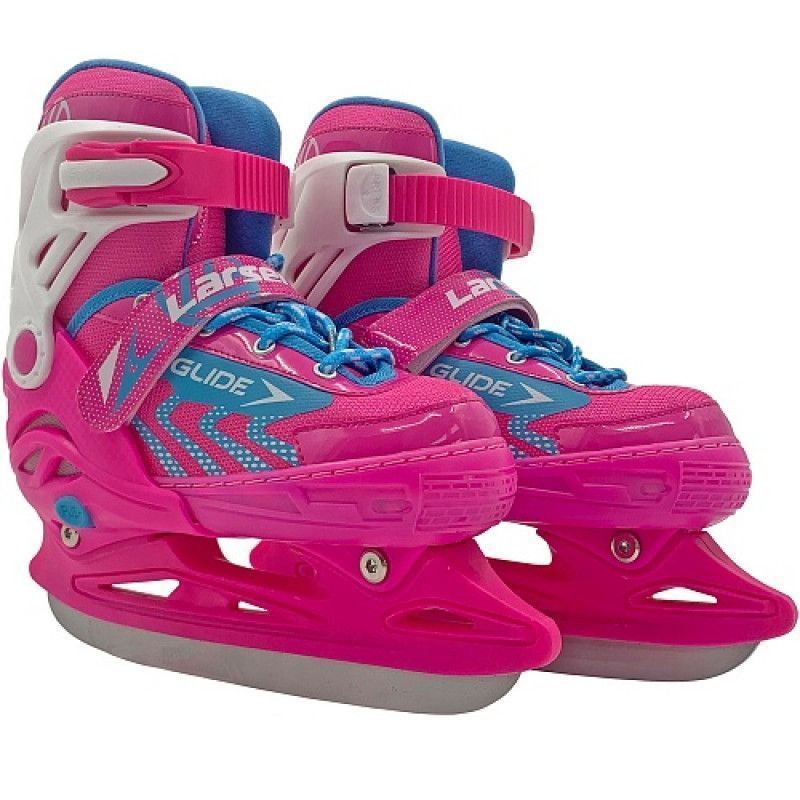 Фото Коньки ледовые раздвижные Larsen Glide Pink\White