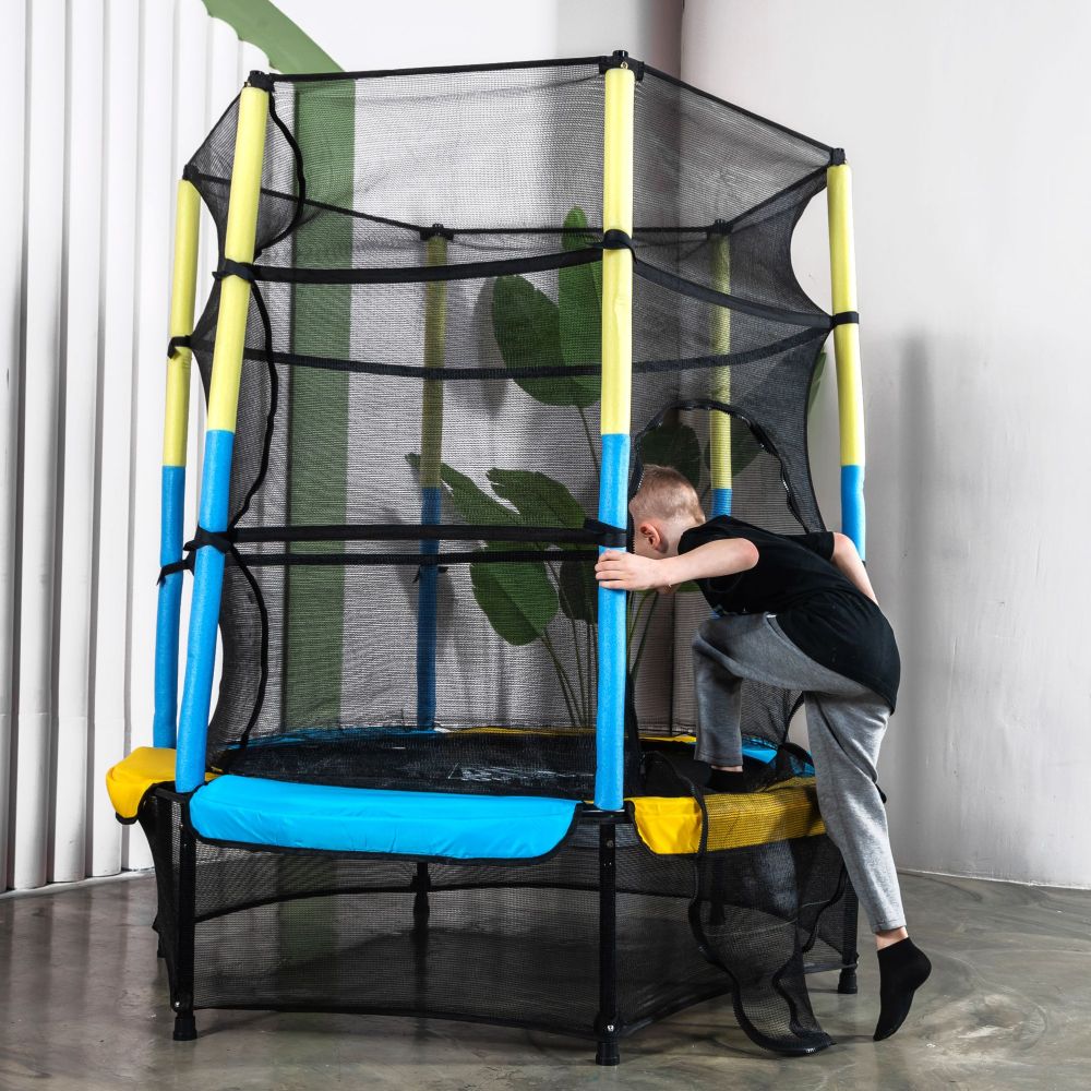Фотографии Батут DFC JUMP KIDS 55" желт/син, сетка (137см)