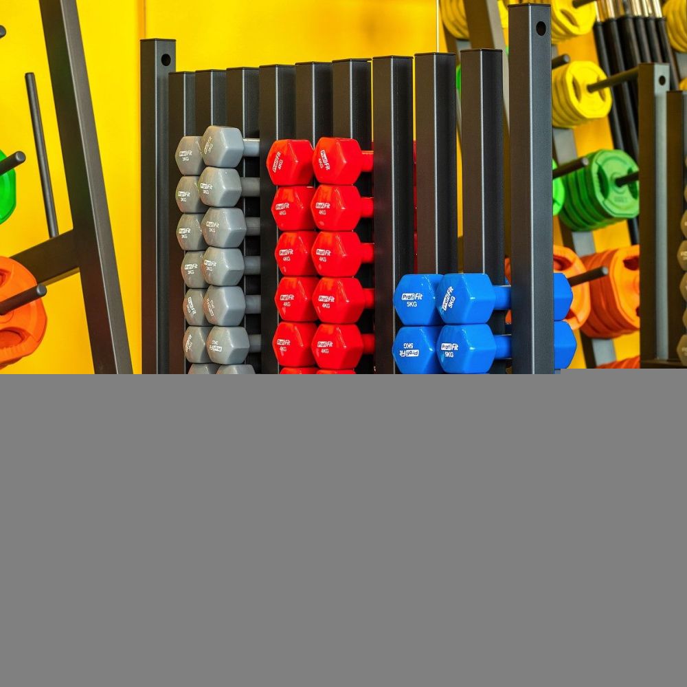 Гантель в виниловой оболочке, шестигранник PROFI-FIT 5 кг, синяя