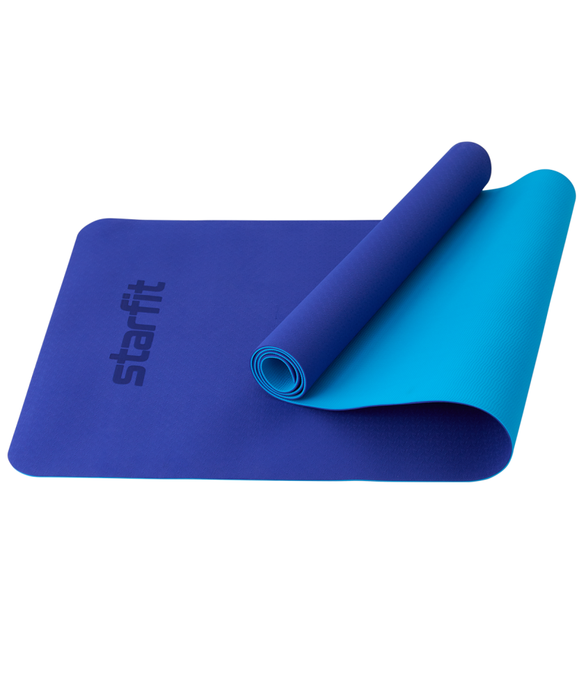 Фото Коврик для йоги и фитнеса FM-201, TPE, 183x61x0,4 см, темно-синий/синий
