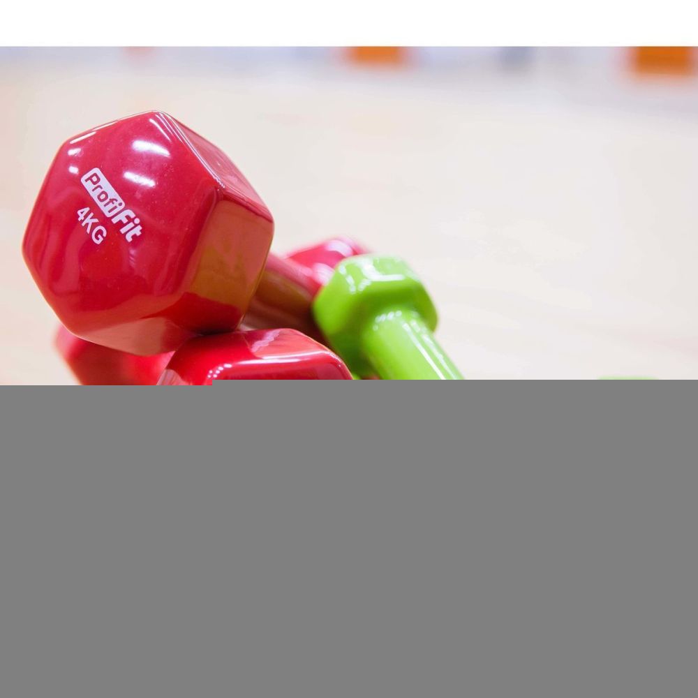 Гантель в виниловой оболочке, шестигранник PROFI-FIT 4 кг, красная