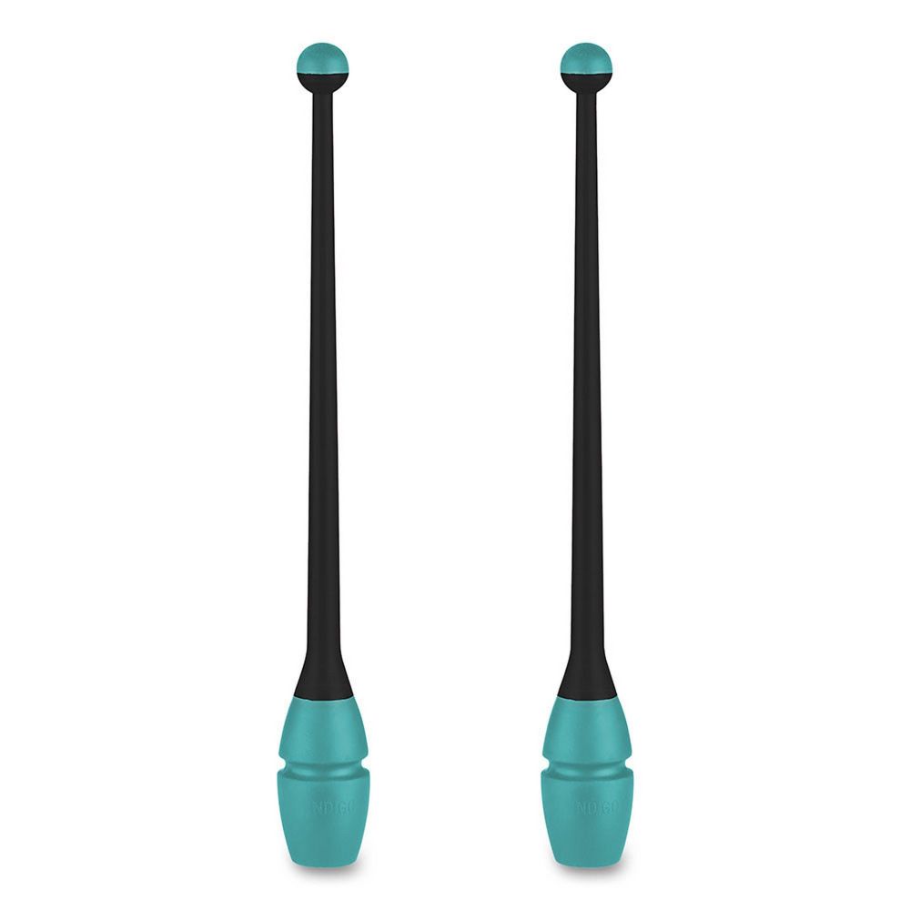 Фотографии Булавы для художественной гимнастики Indigo 41 см, пластик, каучук, 2шт IN018-BKB черный-бирюзовый