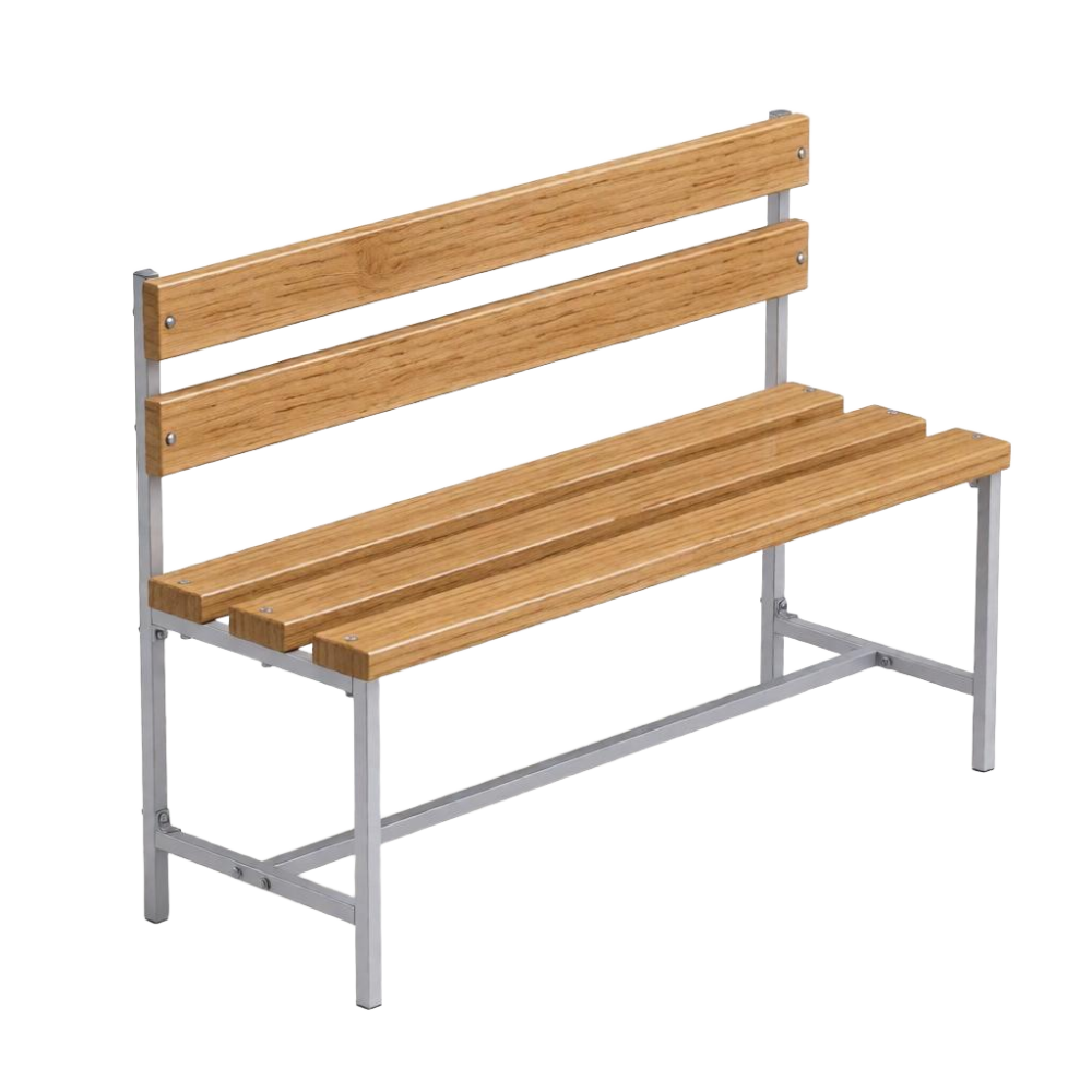 Фото Скамейка для раздевалок со спинкой, 200 см цельная