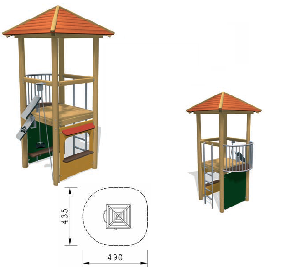 Фото Деревянная башня для игр с песком
