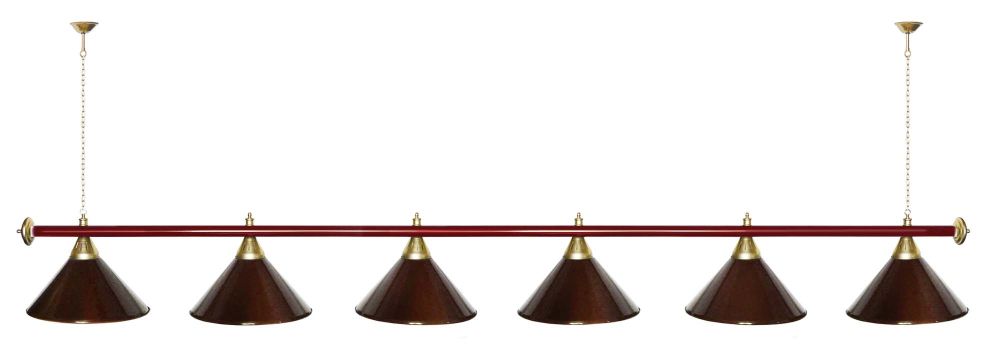 Фотографии Лампа STARTBILLIARDS 6 пл. (плафоны зеленые,штанга золотая,фурнитура золото)