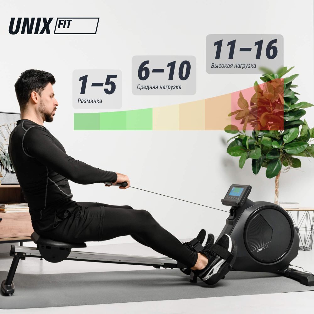 Гребной тренажер UNIX Fit электронная нагрузка / Techno Rower 410E