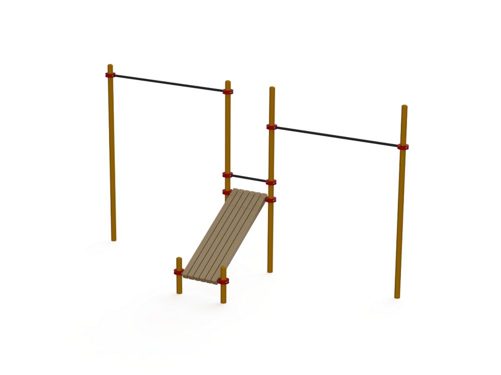 Фото Турники разновысотные Воркаут с лавочкой для пресса Pioner A16777