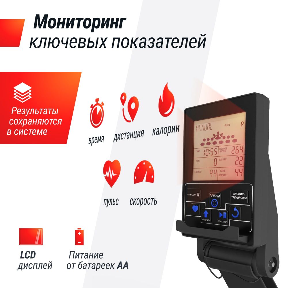 Гребной тренажер UNIX Fit Air водушно-магнитный / Magnetic Rower-X черный