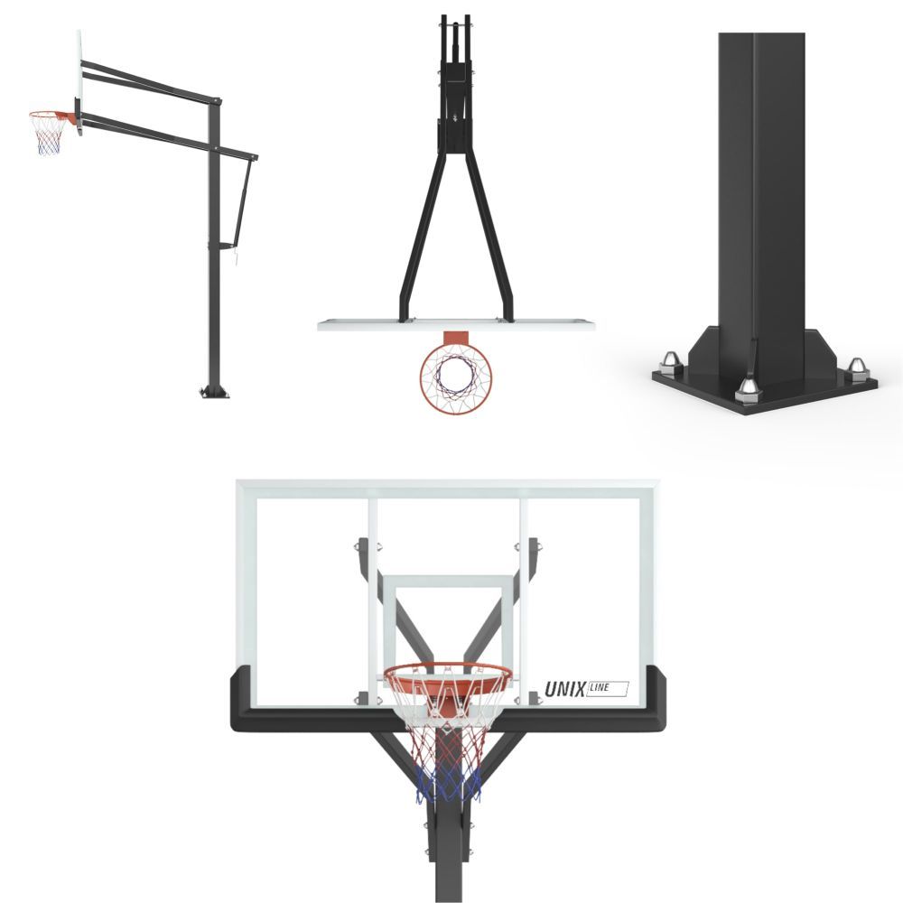 Фотографии Баскетбольная стойка стационарная UNIX Line B-Stand-TG PRO 72"x42" (180 х 105 см) R45 H230-305 см