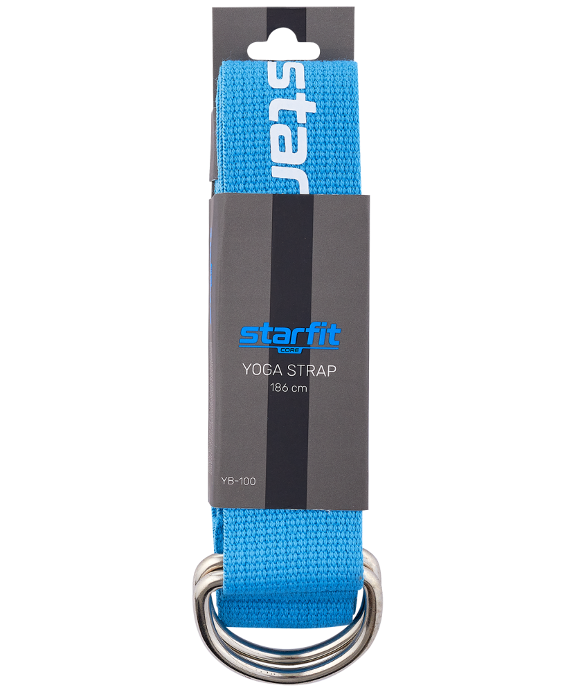 Фото Ремень для йоги YB-100 183 см, хлопок, синий пастель