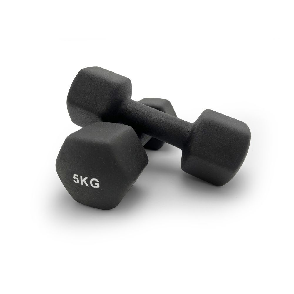 Гантель UNIX Fit неопреновая 5 кг черный, 2 шт.