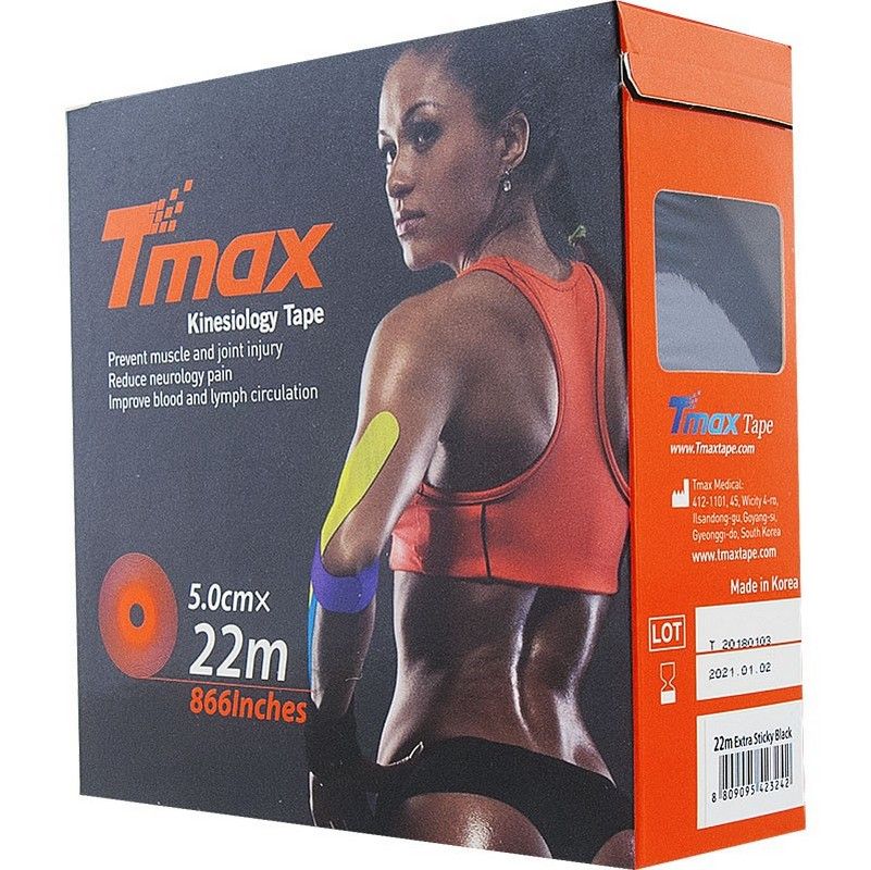Фотографии Тейп кинезиологический Tmax 22m Extra Sticky Black черный