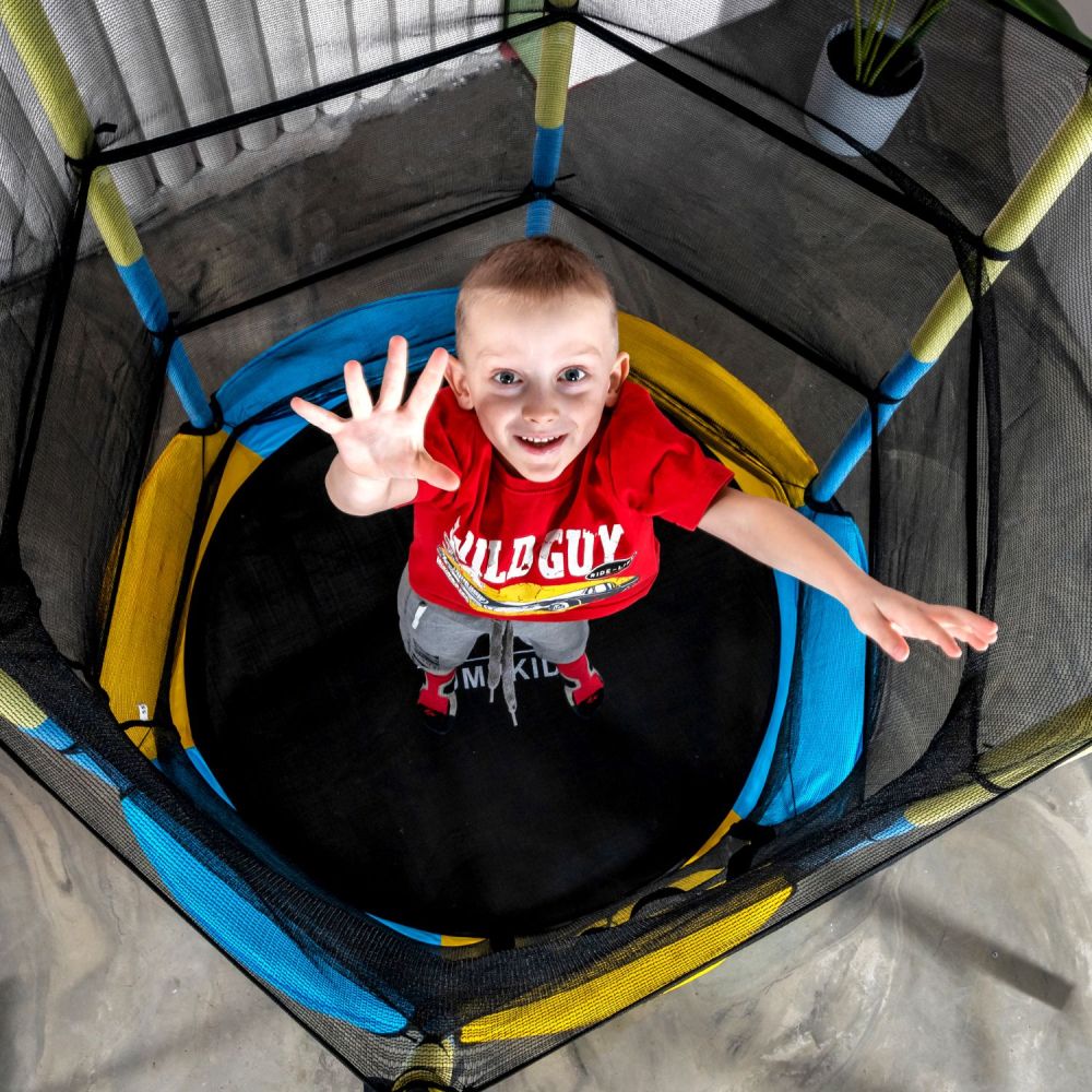 Фотографии Батут DFC JUMP KIDS 55" желт/син, сетка (137см)